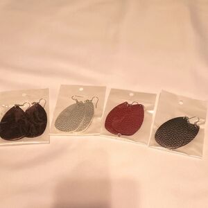 Elegant Leather Teardrop Earrings! 4 Sets